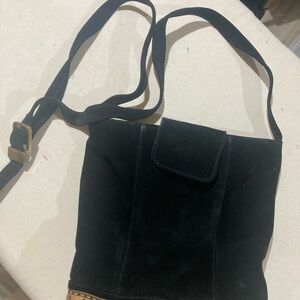 Elegant Black Suede Shoulder Bag